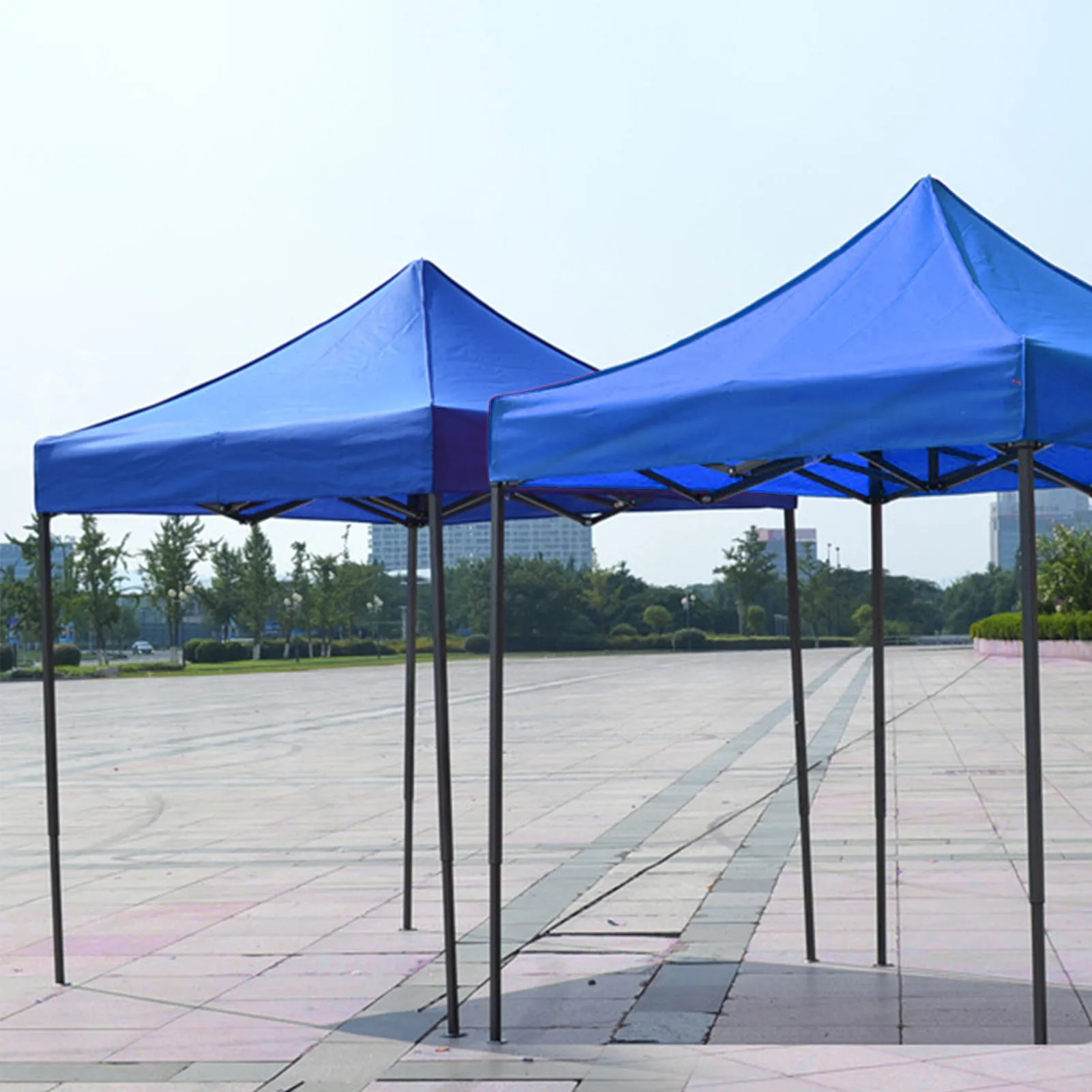 2.9x2.9M Square Canopy Top Blue Foldable Oxford Cloth UV Proof Rainproof Canopy Top Covers