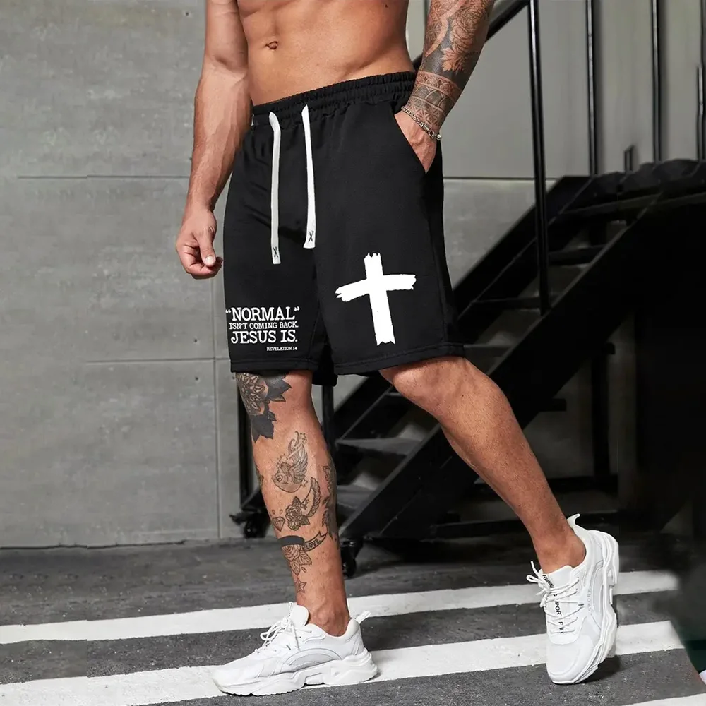 

New Men's Beach Pants Redemption Cross 3D Printed Men's Shorts Summer Casual Breathable Shorts Men Clothing Bermuda Men's Shorts