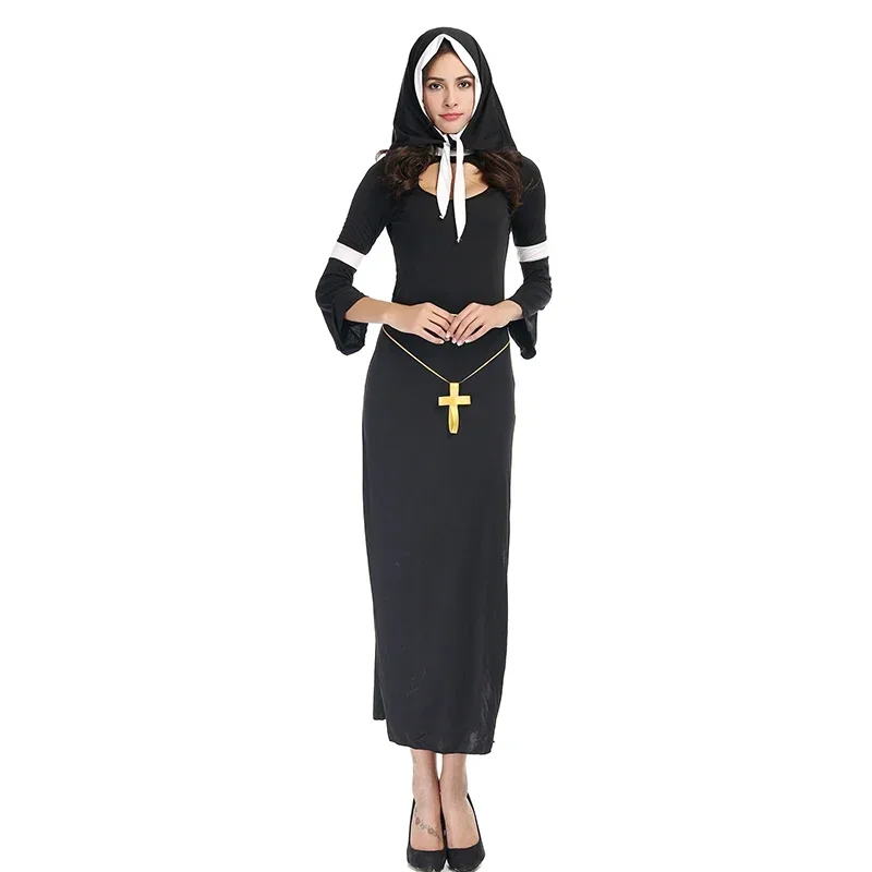 

Arab Clothing Black Sexy Catholic Monk Cosplay Dress Halloween Nun Costumes