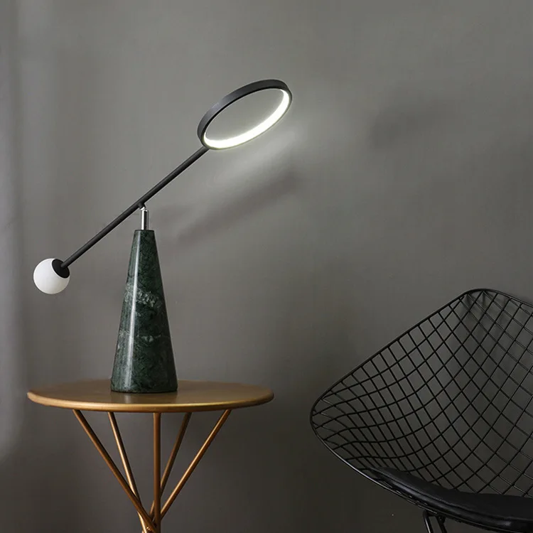 

Postmodern Nordic table lamp adjustable living room bedroom bedside lamp designer green marble model room decoration