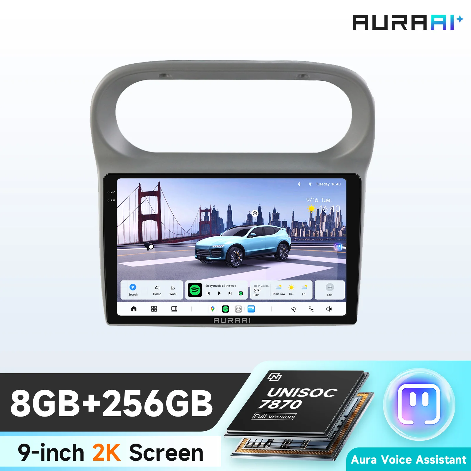 AURA AI Voice 8+256G Auto Multimedia Videospeler voor Renault Twingo II 2005 - 2013 Carplay Android Auto radio GPS navigatie Stereo ADAS 360 Camera 4G Wifi Smart Screen 7870 RDS DSP Head Unit