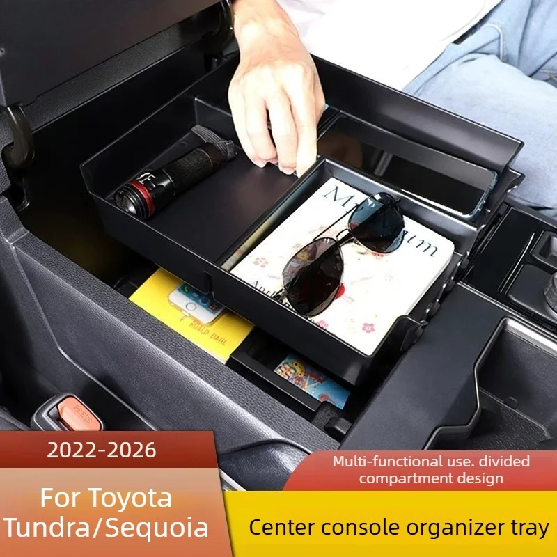 For Toyota Tundra/Sequoia 2022-2026 Car Center Console Armrest Storage Box Divider Tray Multifunctional Sundries Organizer Tools