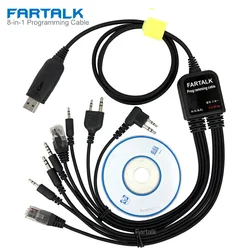 Cable de programación USB 8 en 1 para Radio Baofeng, UV-5R, Motorola A10, GP88s, GM300, Kenwood, TK3207, YAESU, VX-3R, HYT, TC-510, ICOM, IC-V8