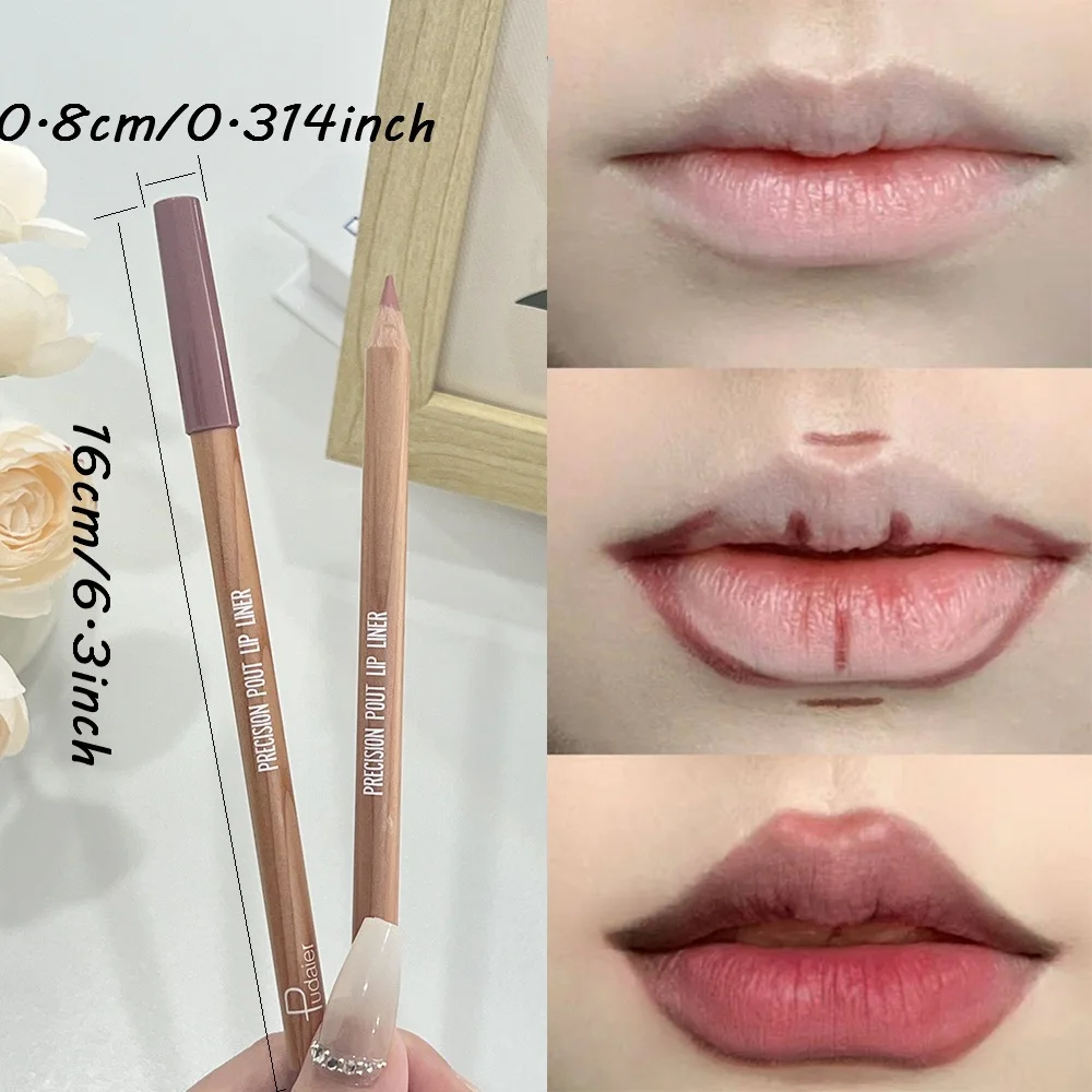 푸다이어 12색 방수 매트 립 라이너 세트 - 오래 지속되는, 끈적임 없는 포뮬러, 풀 커버리지 및 자연스러운 룩에 적합, Ide