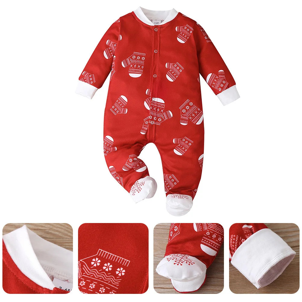 

1Pcs Christmas Baby Jumpsuit Soft Cotton Newborn Romper Autumn Winter Long Sleeve Bright Color Comfortable Infant Wear
