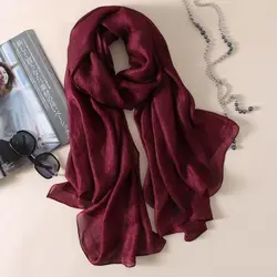 New Pure Color Women Plain Scarf Head Wrap Linen Female Sunscreen Shawl Foulard Bandanas Plus Size Hijab