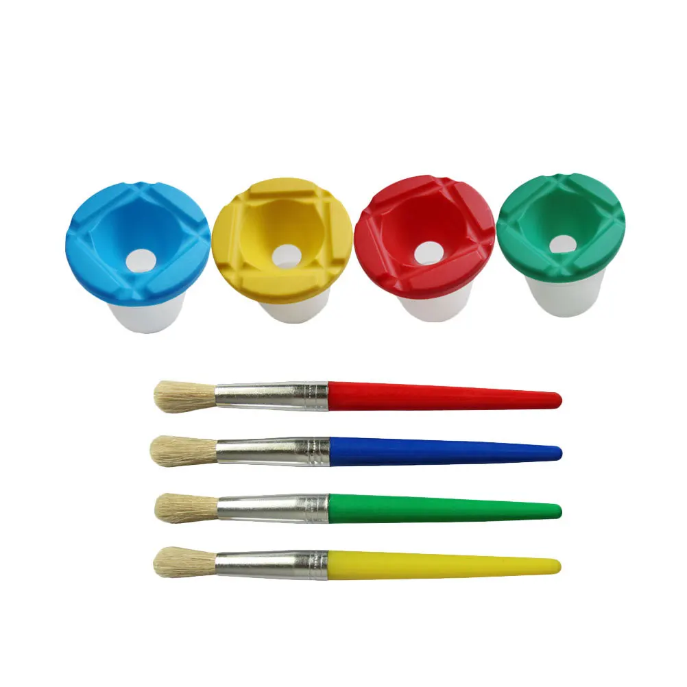 

Painting Brushes Set 4 Wash Cups Spill Proof Transparent Diy Art Tool For Color Mixing Painting Cup Brush Tool