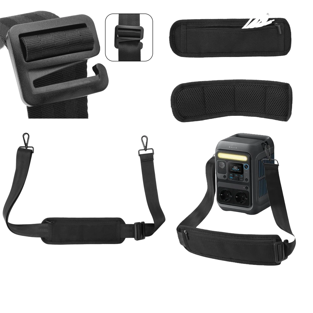 

for Anker SOLIX C300 300w 288wh Portable Mobile Power Adjustable Strap, Outdoor Mobile Power Box Shoulder Strap with Metal Hooks