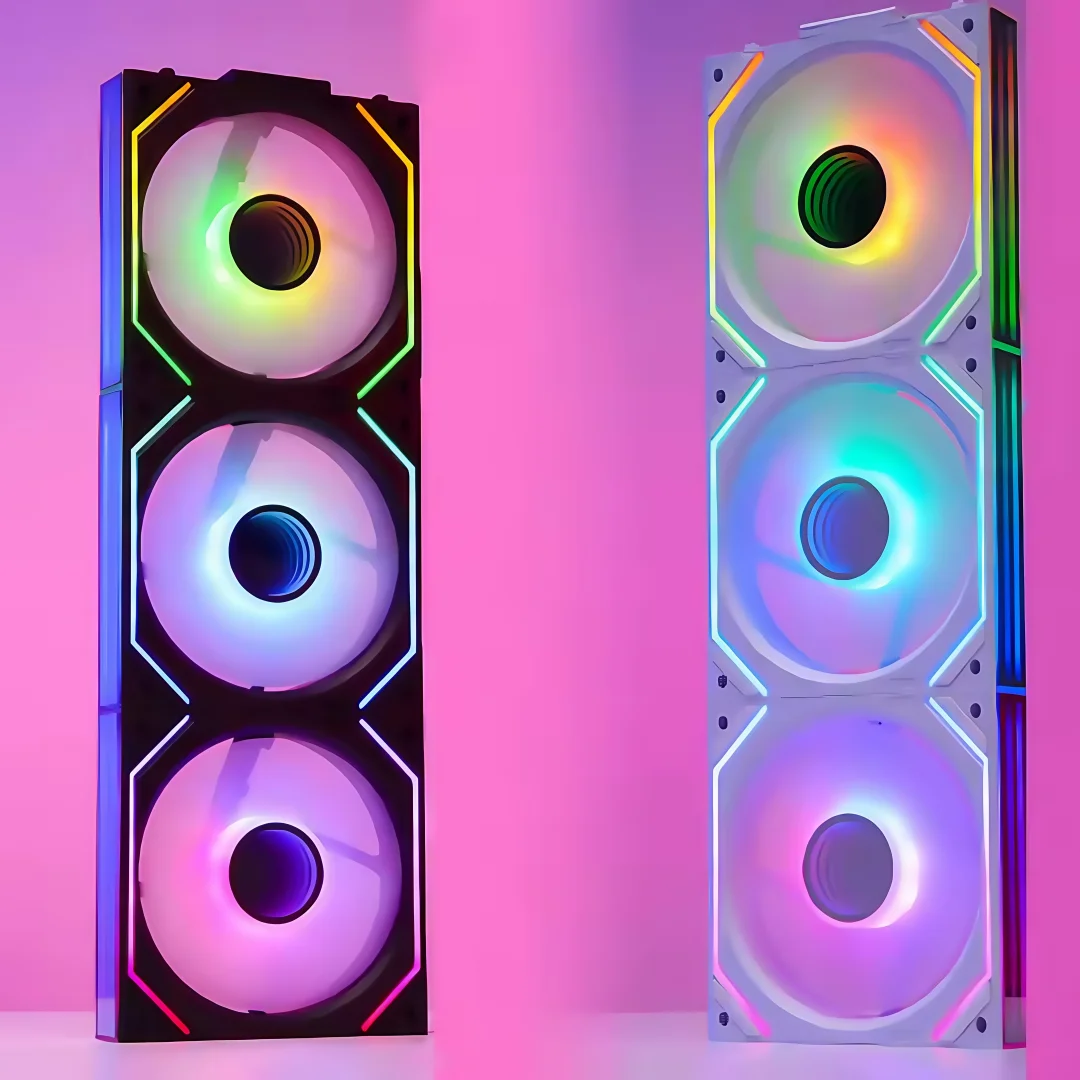 ARGB three in one air-cooled chassis cooling fan, 120mm, silent operation, multiple fans can be wirelessly spliced together.