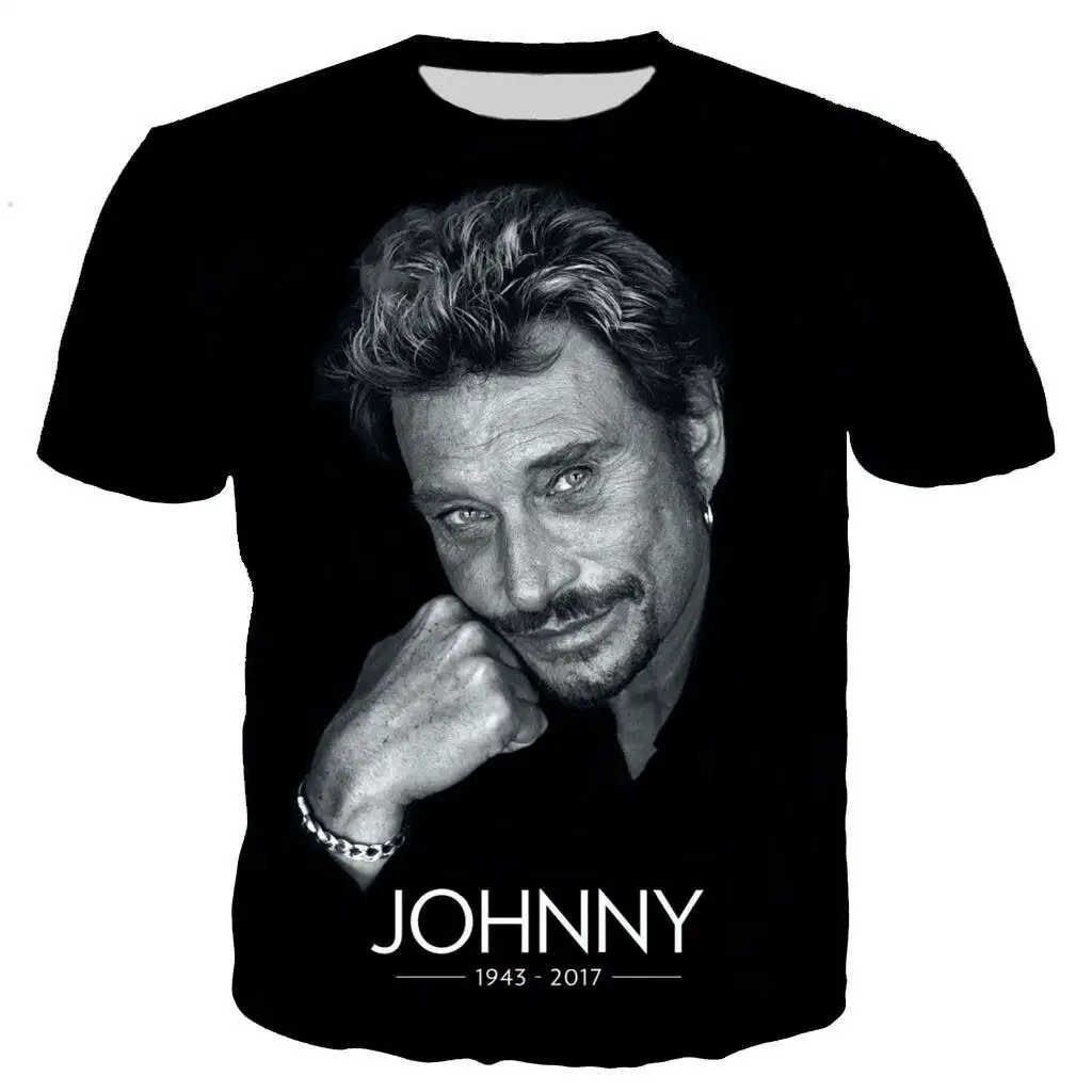 2024 New Johnny Hallyday 3D Printed T-shirt Men Women Summer Fashion Casual Streetwear Clothes Hip Hop Harajuku Style T Shirt