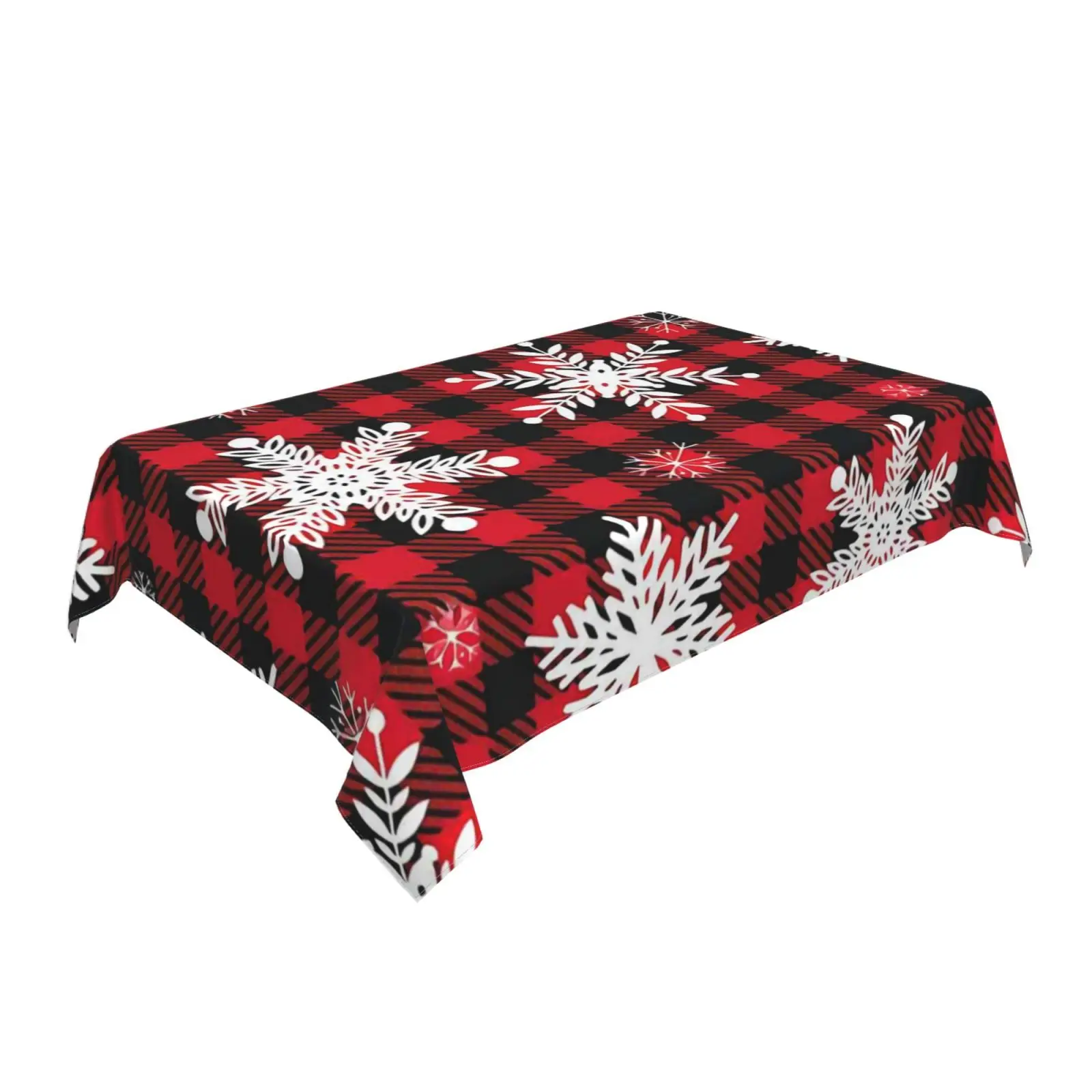 Christmas holidays and rectangular red check snowflake tablecloths decorated for holiday parties Waterproof tablecloths decorate