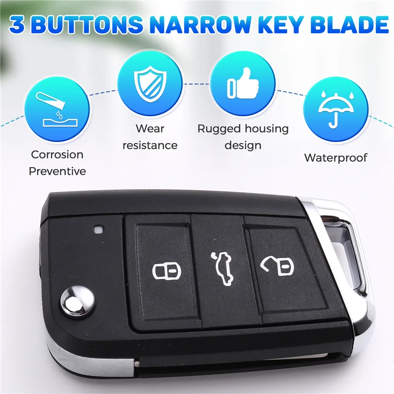 

A85E-для VW Golf Tiguan MBQ узкий ключ лезвие корпуса складной 3-кнопочный корпус дистанционного управления для автомобиля