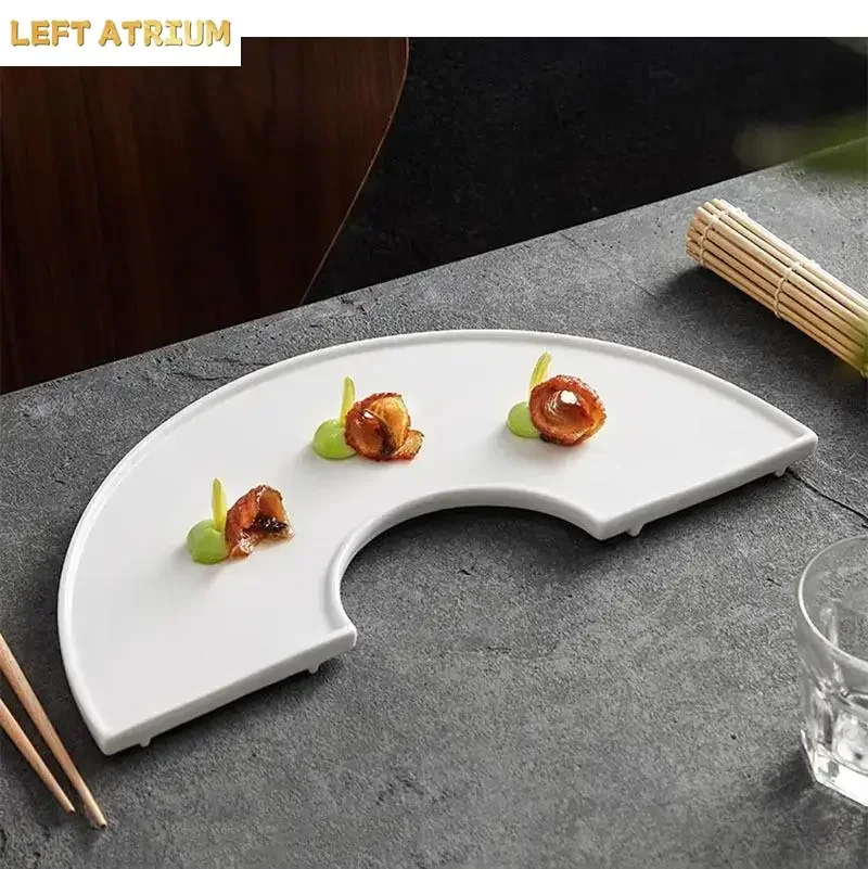 Pure White Irregular Ceramic Dining Plate Restaurant Sushi Dessert Dish Pasta Molecular Cuisine Specialty Tableware