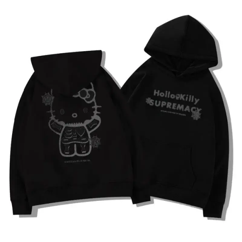 Kawaii hello kitty moletom com capuz moda casual solto primavera e outono masculino e feminino y2k casal casaco moletom