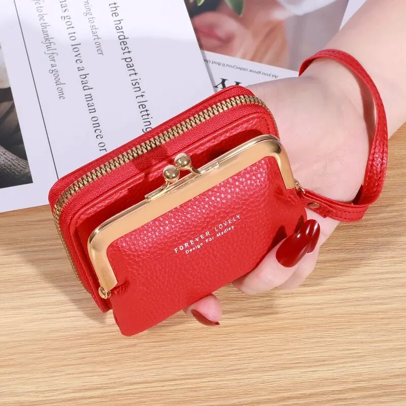 Wallet Women\'s Fashion Wrist Strap Short Zero Wallet Large Capacity Coin Clip Bag Multiple Card Positions Card Bag Money Clip