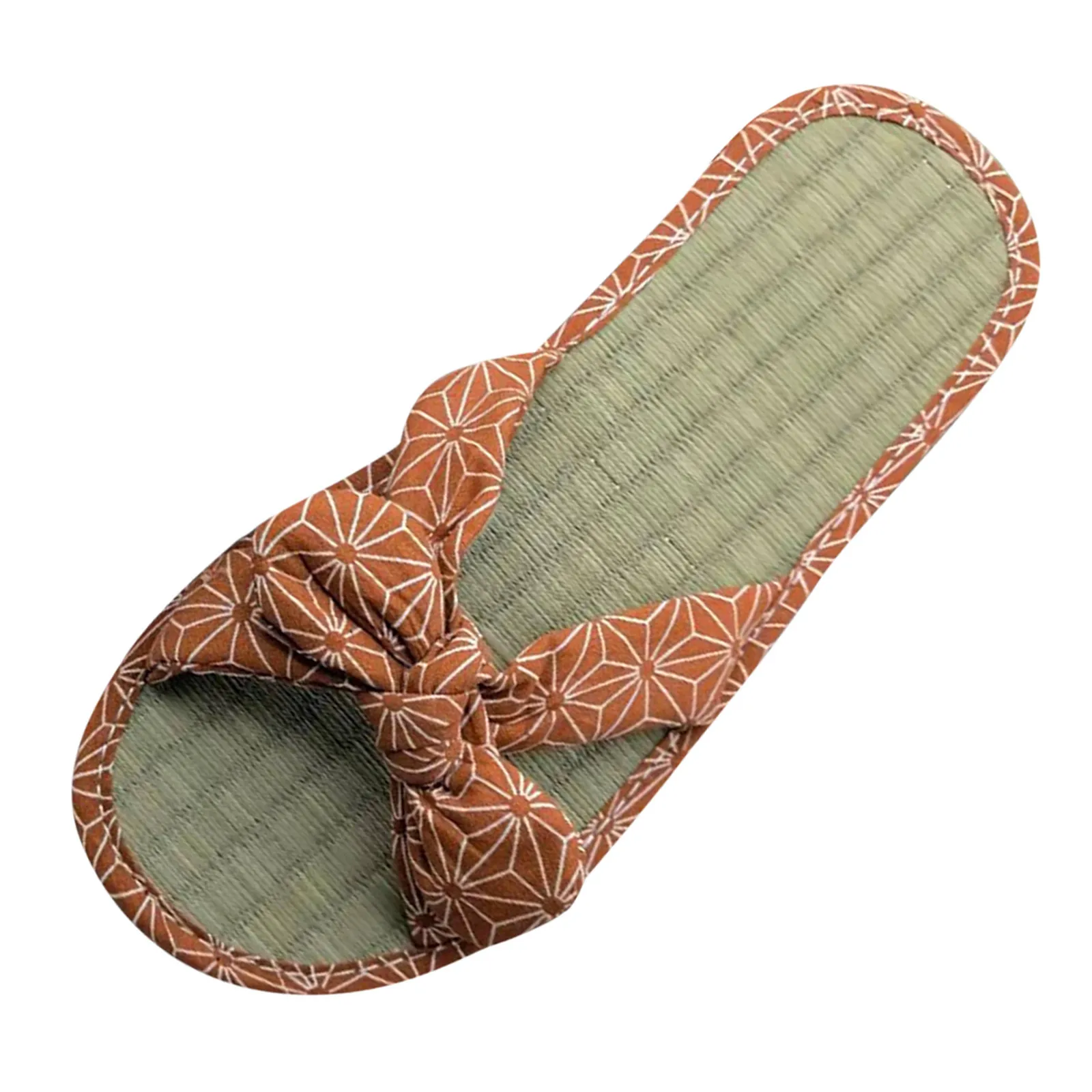 Ladies Straw Mat Slippers Bow Rattan Grass Home Slippers 2024 Summer Newest Fashion Open Toe Flat Comfortable Leisure Sandals