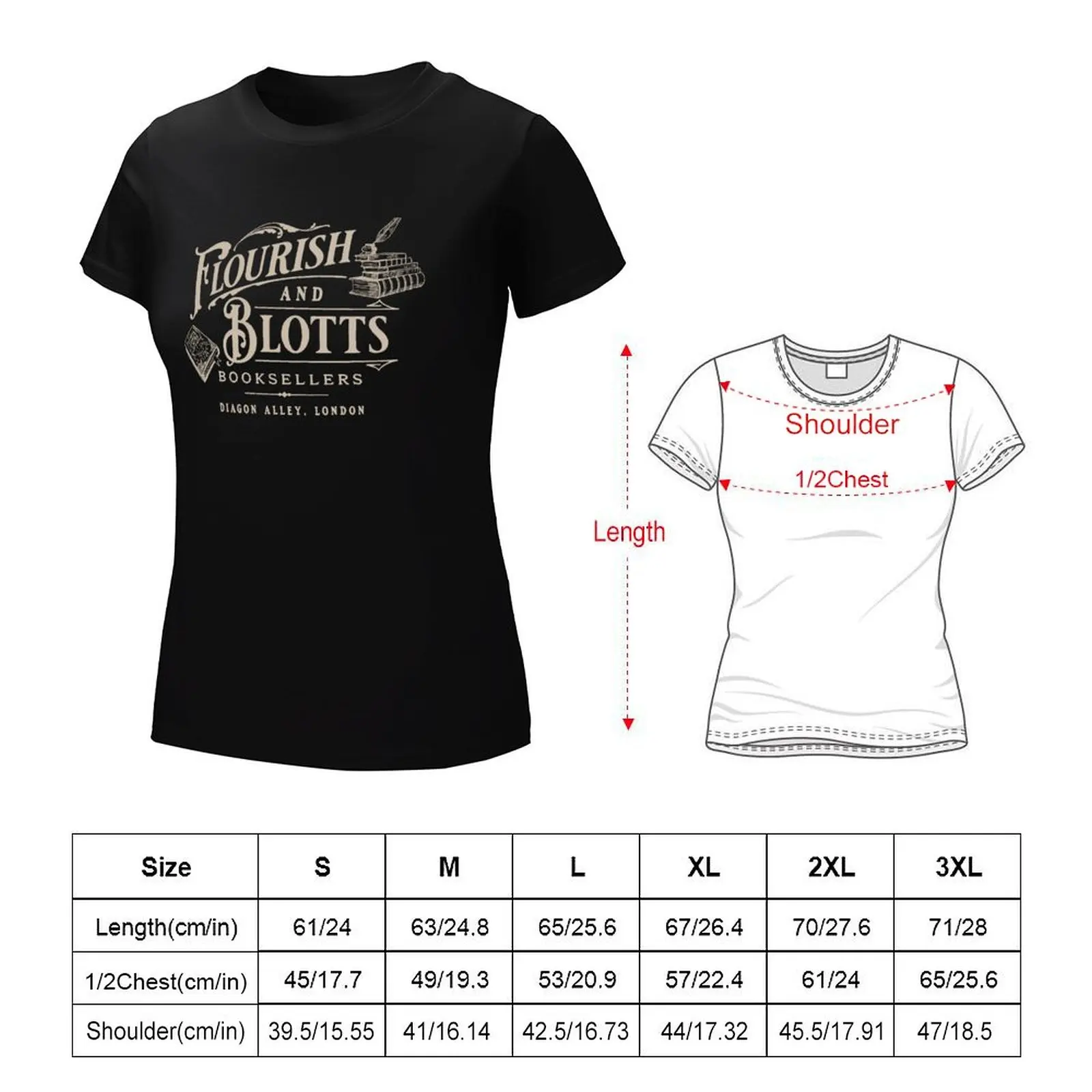 Flourish Blotts Wizard Book Magic T-Shirt animal print shirt for girls customs female sublime Woman fashion