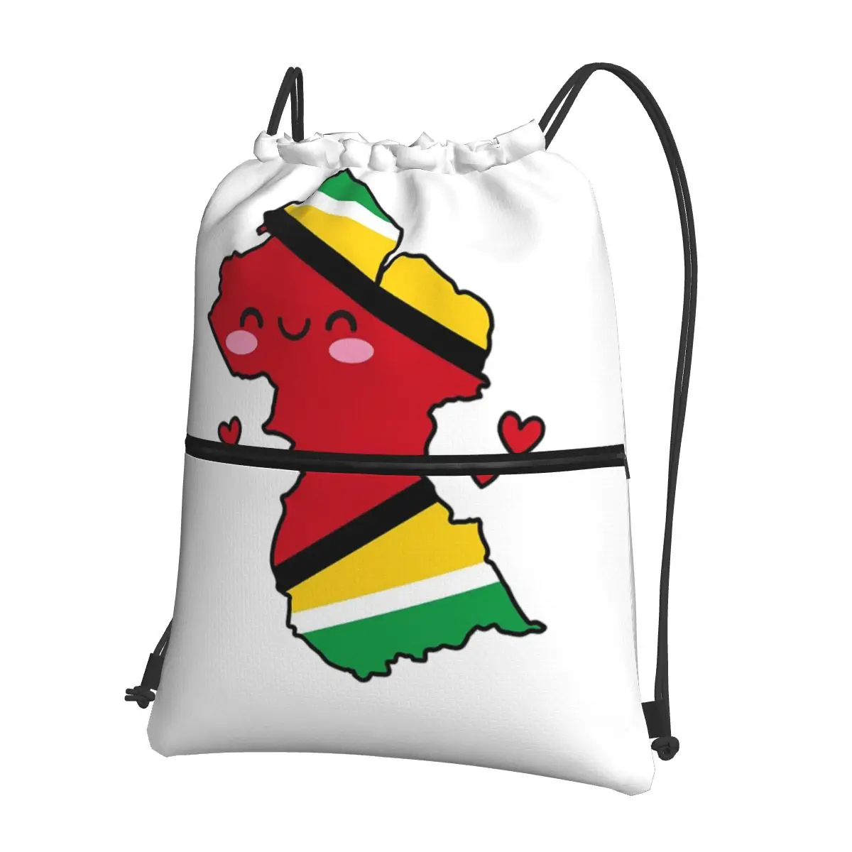 

Guyana Flag Map Smile With Love Backpacks Fashion Drawstring Bags Storage Bag Book Bags for Man Woman Students