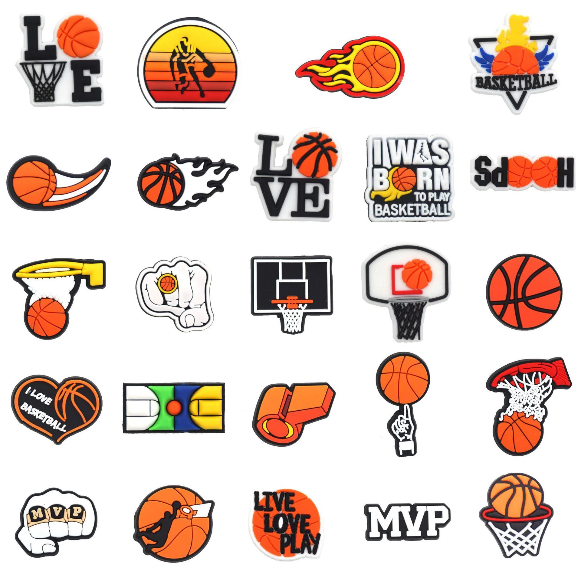 Basketball PVC Schuhschnalle Herz Krone Designer Schuhe Charms Zubehör Clogs Dekorationen Clips Unisex Geschenkbevorzugung – Detail 3