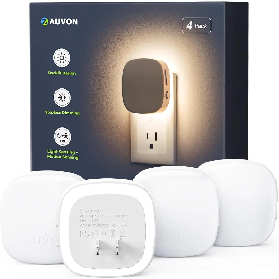 

Подключаемый ночник со светодиодной подсветкой и датчиком движения, датчик от сумерения до рассвета, холодный белый ночник с регулируемой яркостью 150 лм, Bri