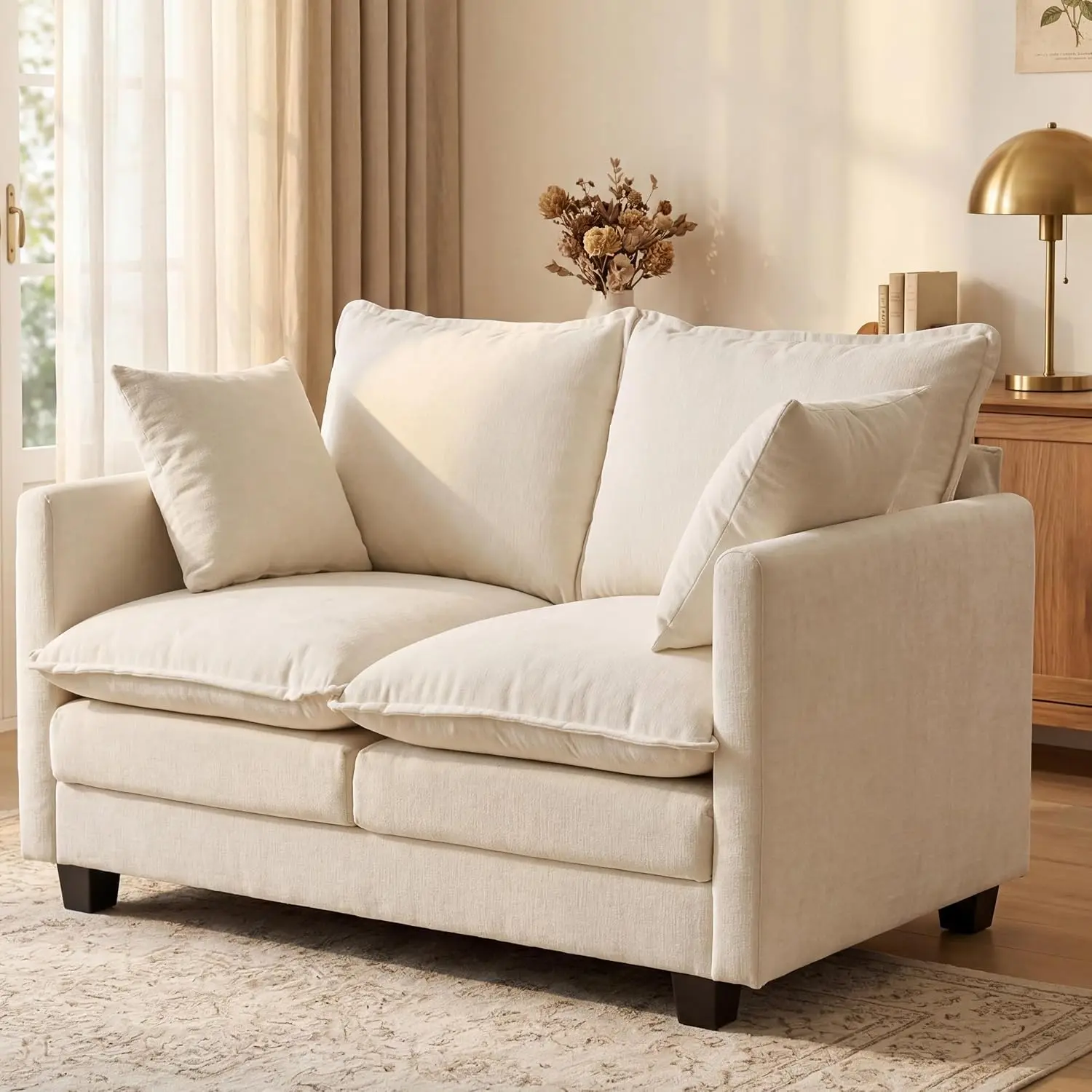 Cloud Loveseat Sofa 3-Layer Cushion Small Space Apartment Living Room Furniture, Customized