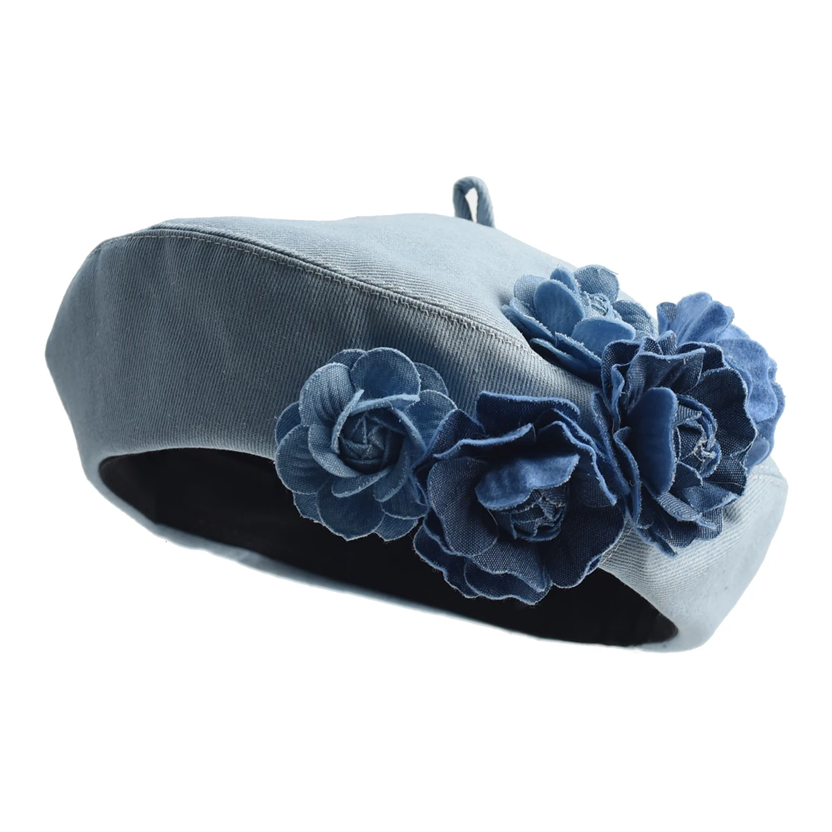 New Flower Denim Beret Hats Spring Autumn Female Trendy Women Camellia Painter Caps Casual Cotton Beanie Hats