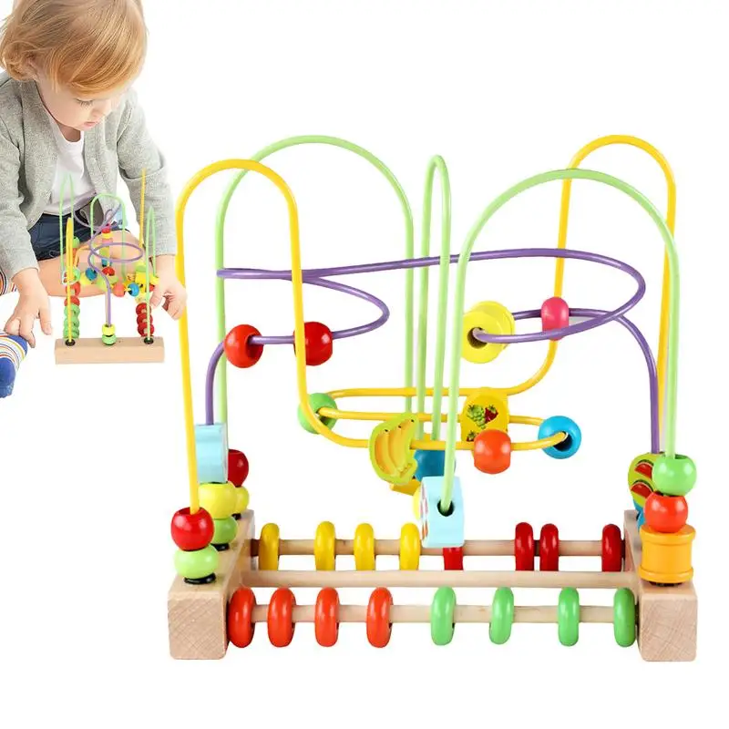 

Wooden Bead Maze Colorful Wood Roller Coaster Bead Maze Multifunctional Maze Toys Early Learning Activities For Boys Girls Kids