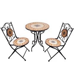 Retail High Quality Foldable Patio Mosaic Table And Chairs Bistro Furniture Set