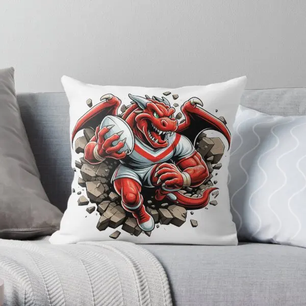 

St George Illawarra Dragons Smash Throug Printing Throw Pillow Cover Bedroom Hotel Decor Soft Pillows not include One Side