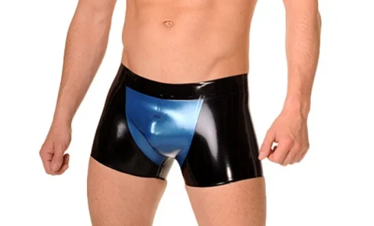 100% Latex Rubber Gummi 0.45mm Catsuit Men\'s boxer shorts Fashion