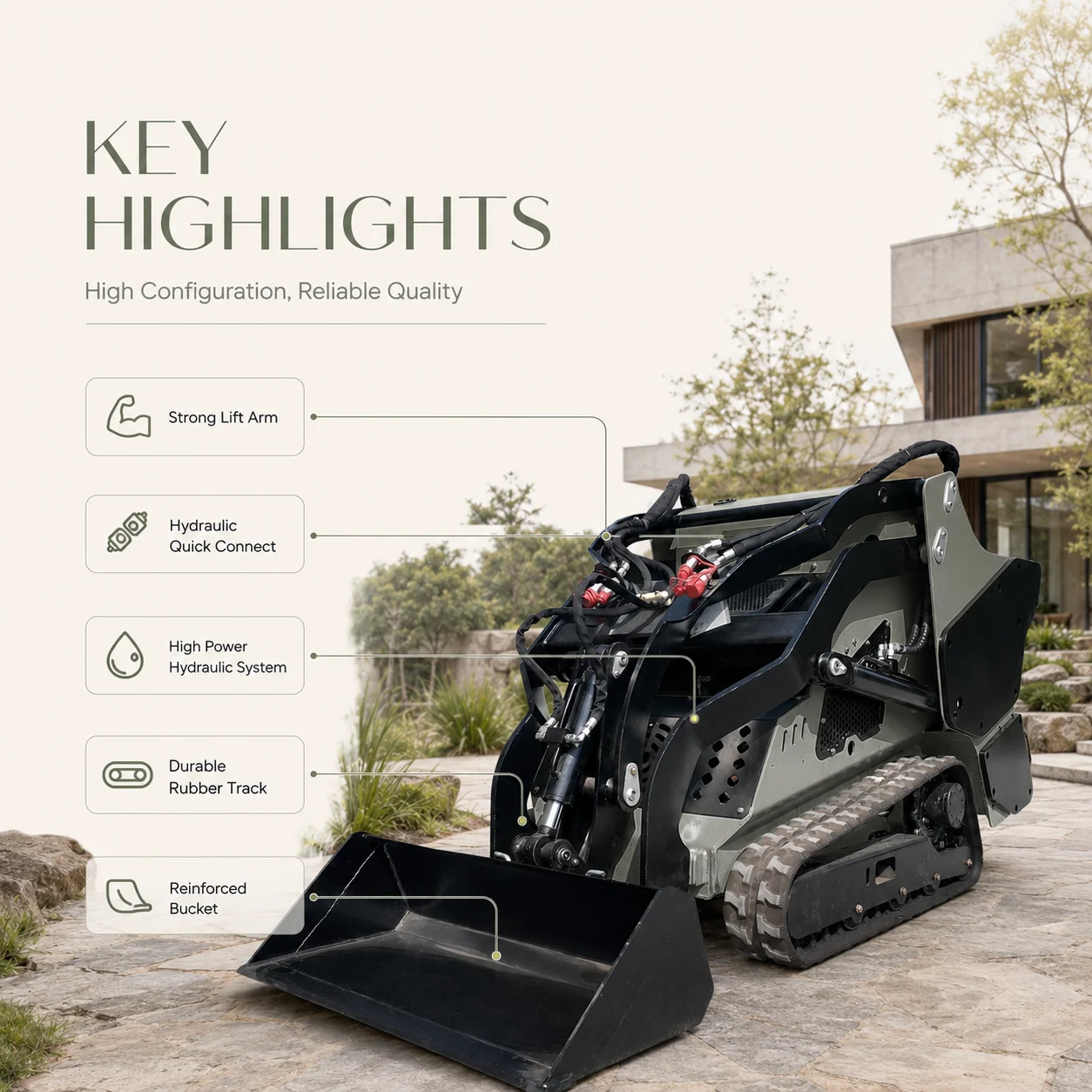 Newest Model Skid Steer Loader  High-Low Speed Config 2 Pilot 2 Mech Control for Snow Removal Skid Steer Loader