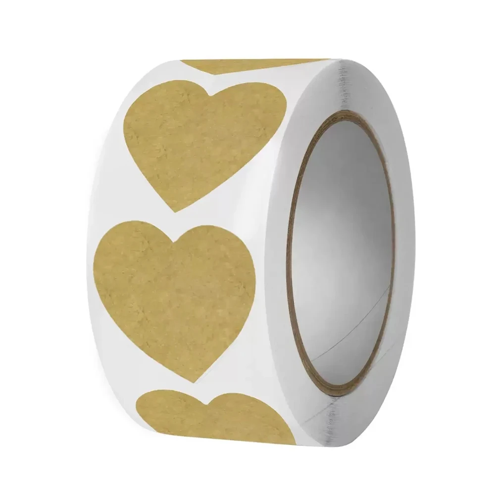 500 قطعة من الملصقات ذاتية اللصق على شكل قلب كرافت - ملصقات مخصصة للخبز بنفسك، تصنيف العناصر، علامات الهدايا