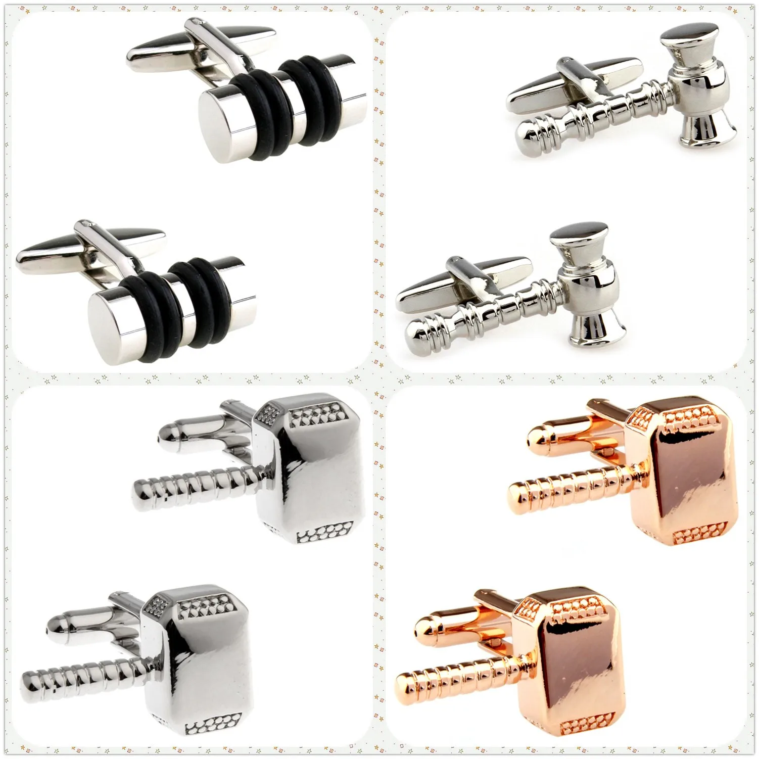 

4 стиля, оптовая продажа, запонки из нержавеющей стали, мужские запонки, молоток, 50 пар, доставка