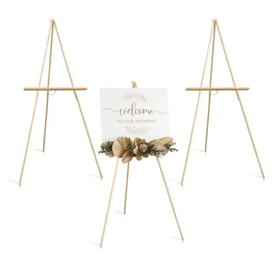 

Wooden Easels for Display Wood Easels for Wedding Signs Stand Tripod with Adjustable Tray A-Frame Light Duty for Poster Welcome