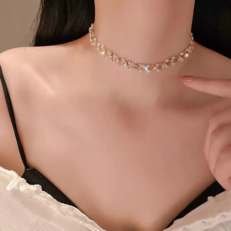 Fashion Unique Design Elegant and Exquisite Double-layer Pearl Love Choker Necklace Women Jewelry Wedding Party Premium Gift