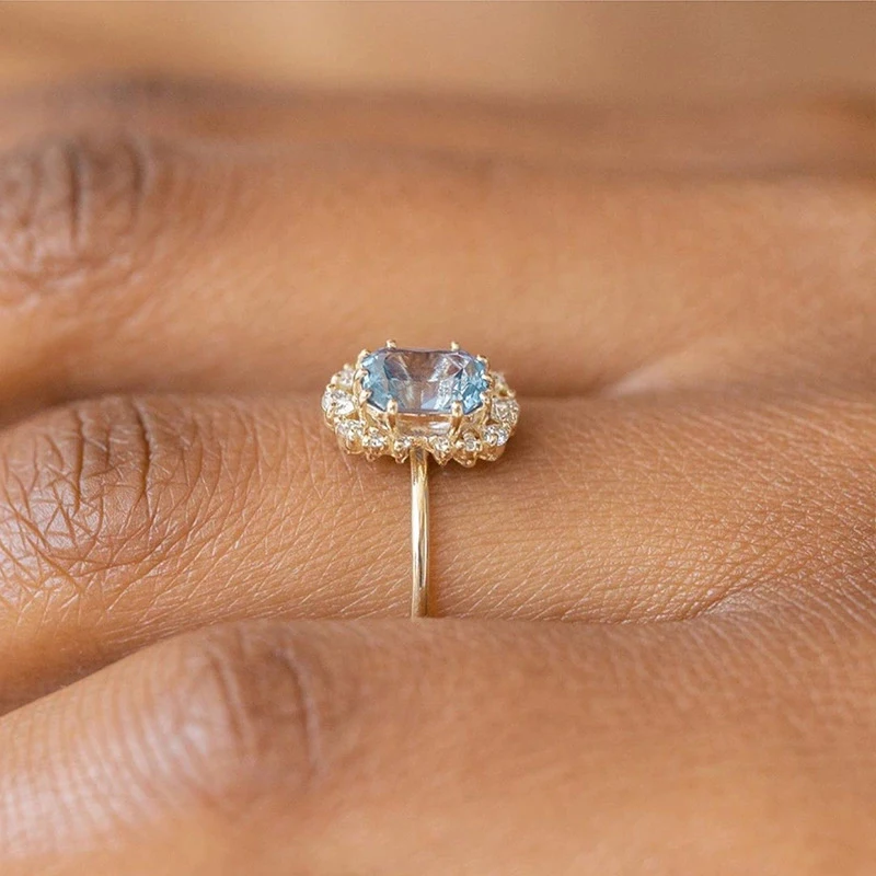LAMOON Natural Topaz Gemstone Ring For Women 925 Sterling Silver K Gold Plated Wedding Engagement Ring Fine Jewelry RI190