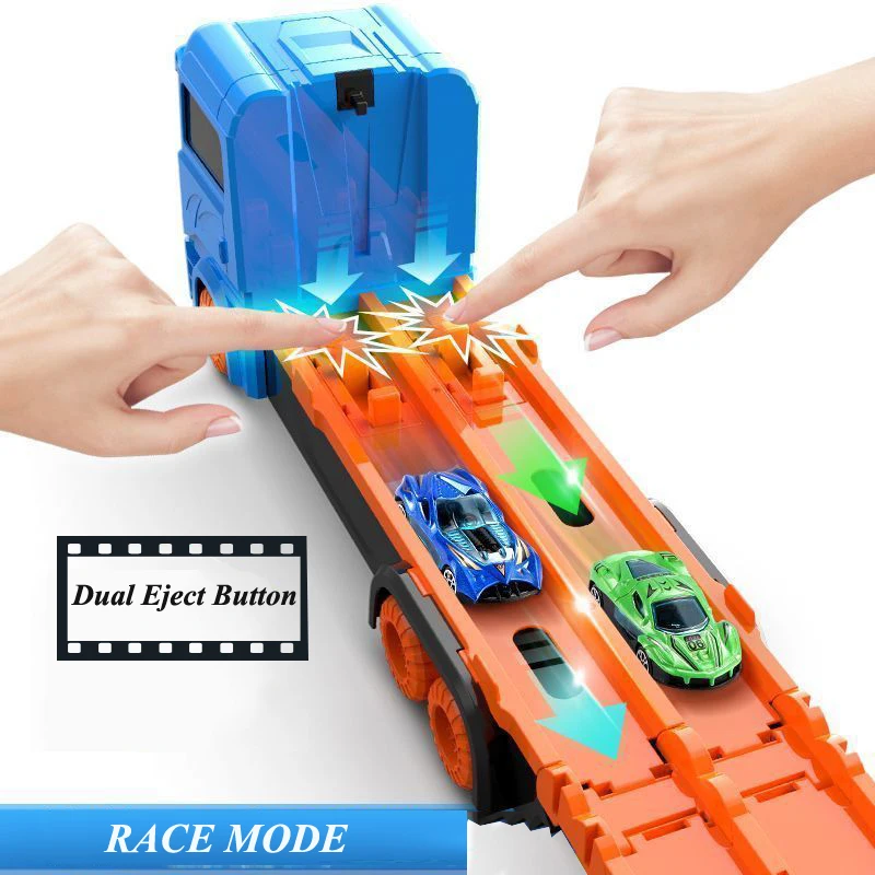 Car Transporter Large Truck Toys Mega Hauler Track For Kids Alloy Trolley Three-layer Container Folding Boy Game Child Deformed