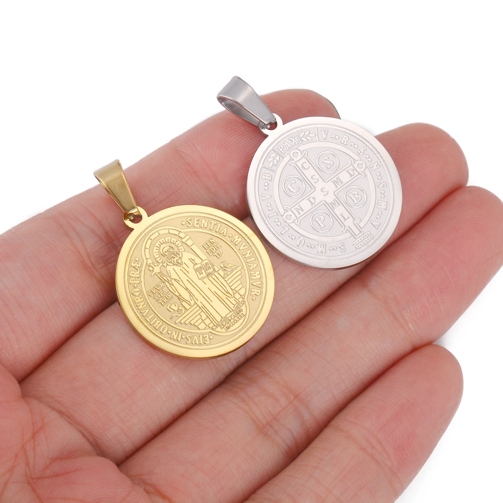 Saint Michael/Christopher/Mary/St.Benedict Pendants Stainless Steel Catholic Patron Religious Medals DIY Necklace Jewelry Making view 6