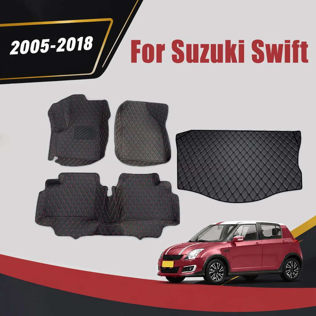 

Car Floor Mats Trunk Liner Set For Suzuki Swift 2005-2018 All-Season Wear-Resistant Vehicle Protection Interior Accessories Pads