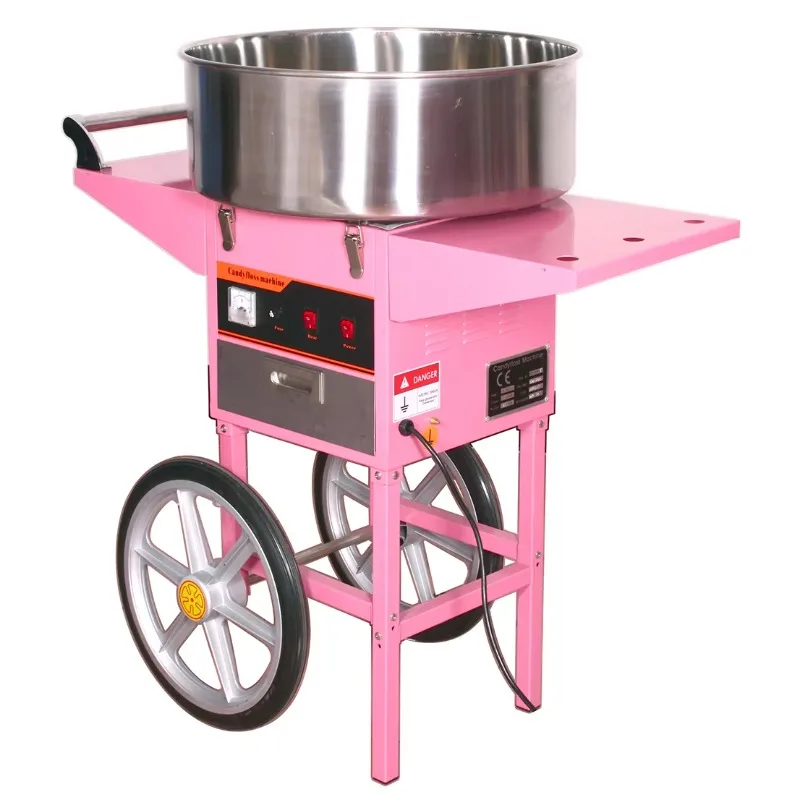 Commercial Gas Cotton Candy Maker with Wheel Automatic Pink Color Vending Cotton Floss Machine