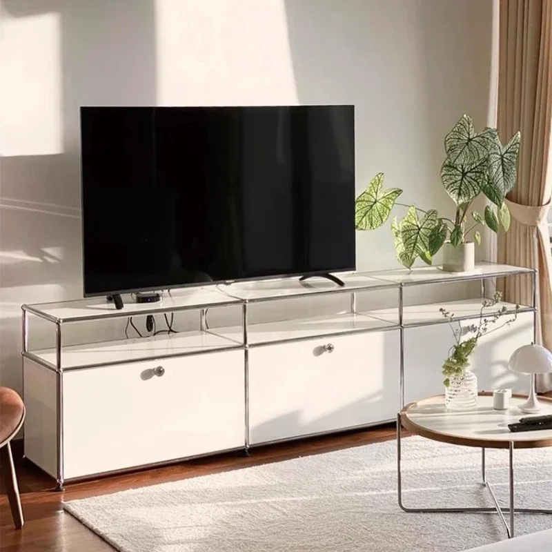 High Simple Tv Stand Cabinet Vertical Handles White Modern Tv Stand Cabinet Shelf Floor Muebles Para El Hogar House Accessories