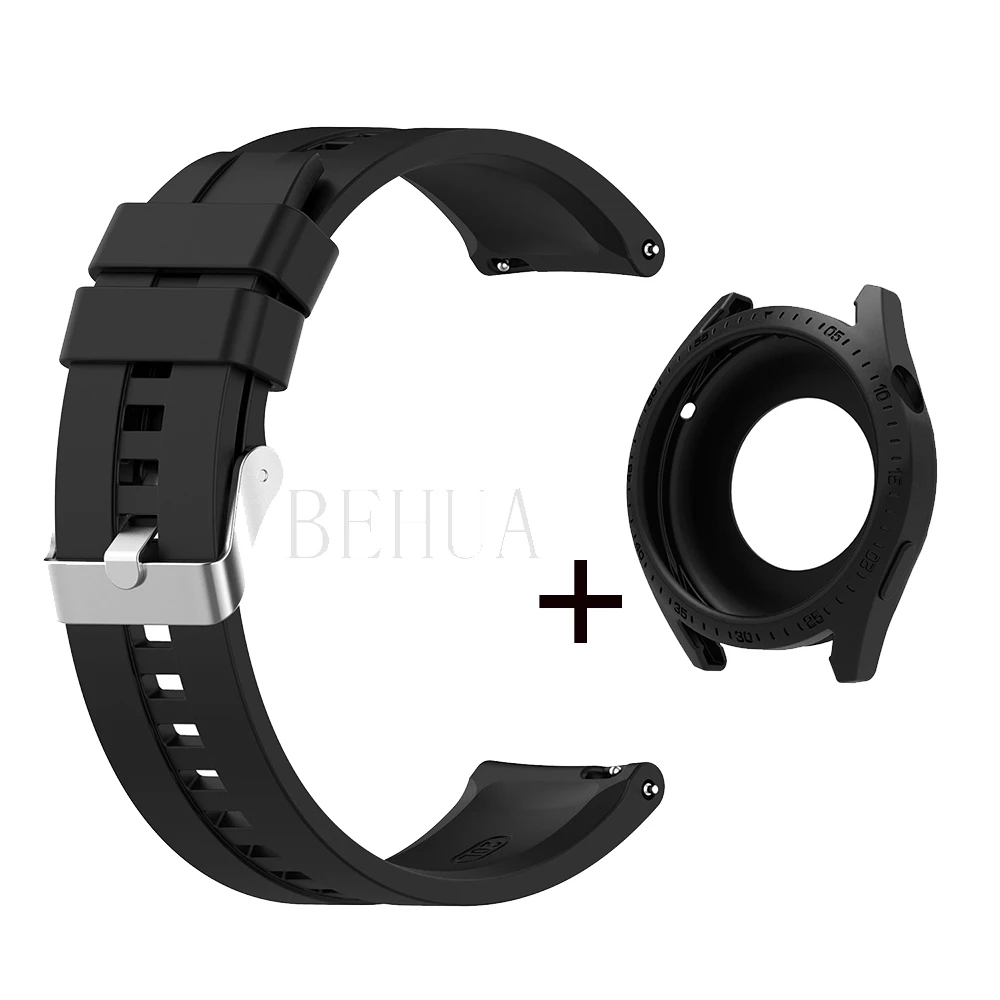 22MM WatchStrap For Huawei Watch GT 3 46mm Smart WristBand GT3 Soft Silicone Wriststrap WatchBand Bracelet with Protector Case