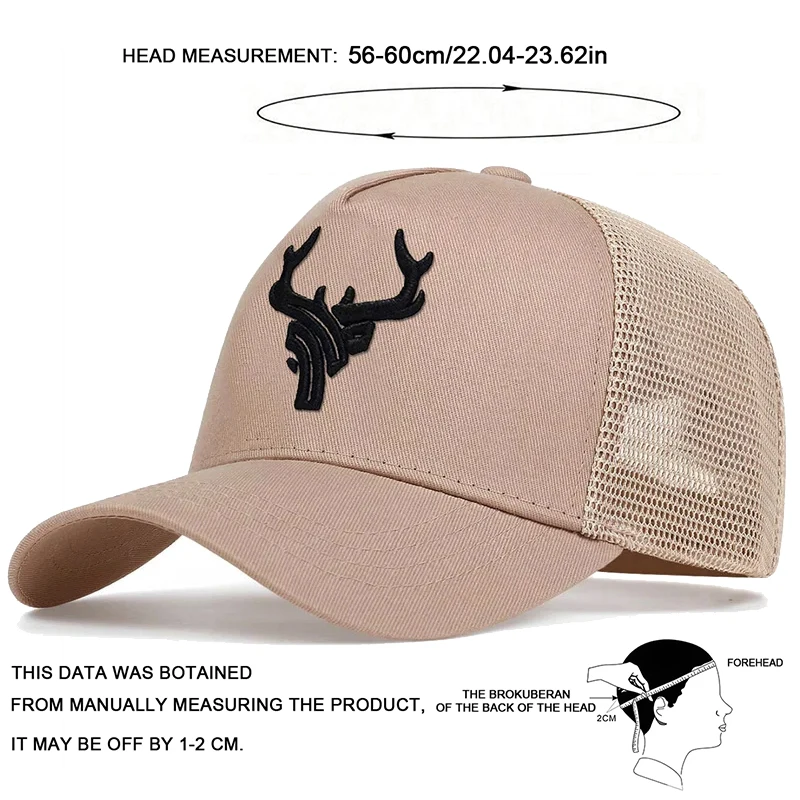 Topi Jaring Bisbol Bordir Tanduk Hewan Uniseks Topi Kasual Luar Ruangan Musim Semi dan Musim Panas Topi Tabir Surya Topi Olahraga