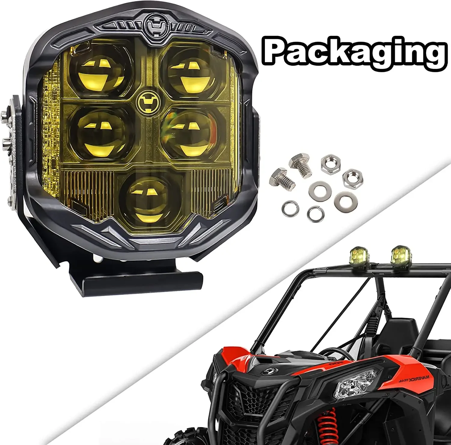 

1 Pcs Super Bright 7 Inch LED Off Road Light with High Low Beam Driving Lamp Yellow Fog Light for Truck Pickup 4x4 SUV ATV UTV