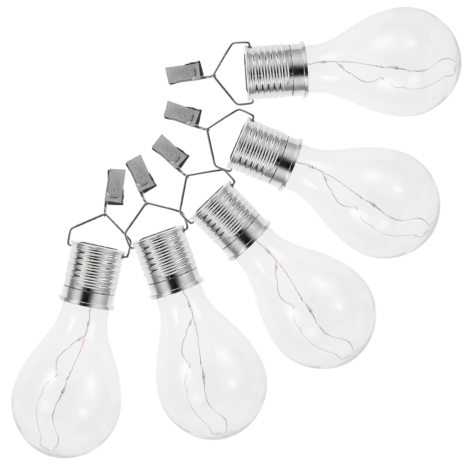 5pcs Solar Hanging Bulb Lights Warm White Transparent LED Outdoor Garden Decoration Hanging Solar Bulbs Lamp Tube