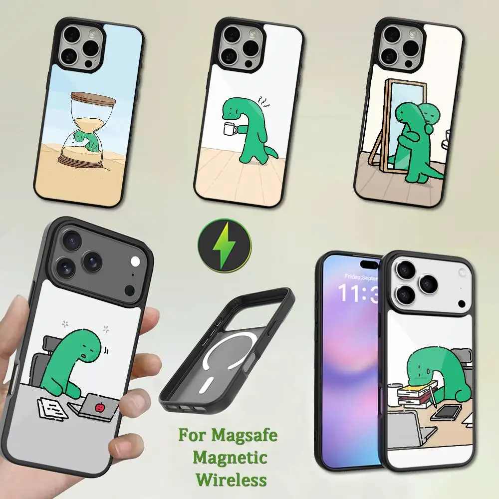 

Cute Green Dragon Emoticons Phone Case For iPhone 13,12,11,16,15,17,14,Pro,Max,Plus,Mini,Magsafe,Magnetic Wireless Charging