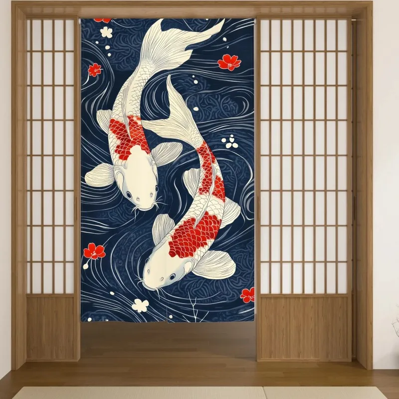 VIKAMA Japanese Takoyaki-Print Half-Door Curtain, Food-Themed Japanese Door Curtain, Kitchen and Dining Room Home Decor
