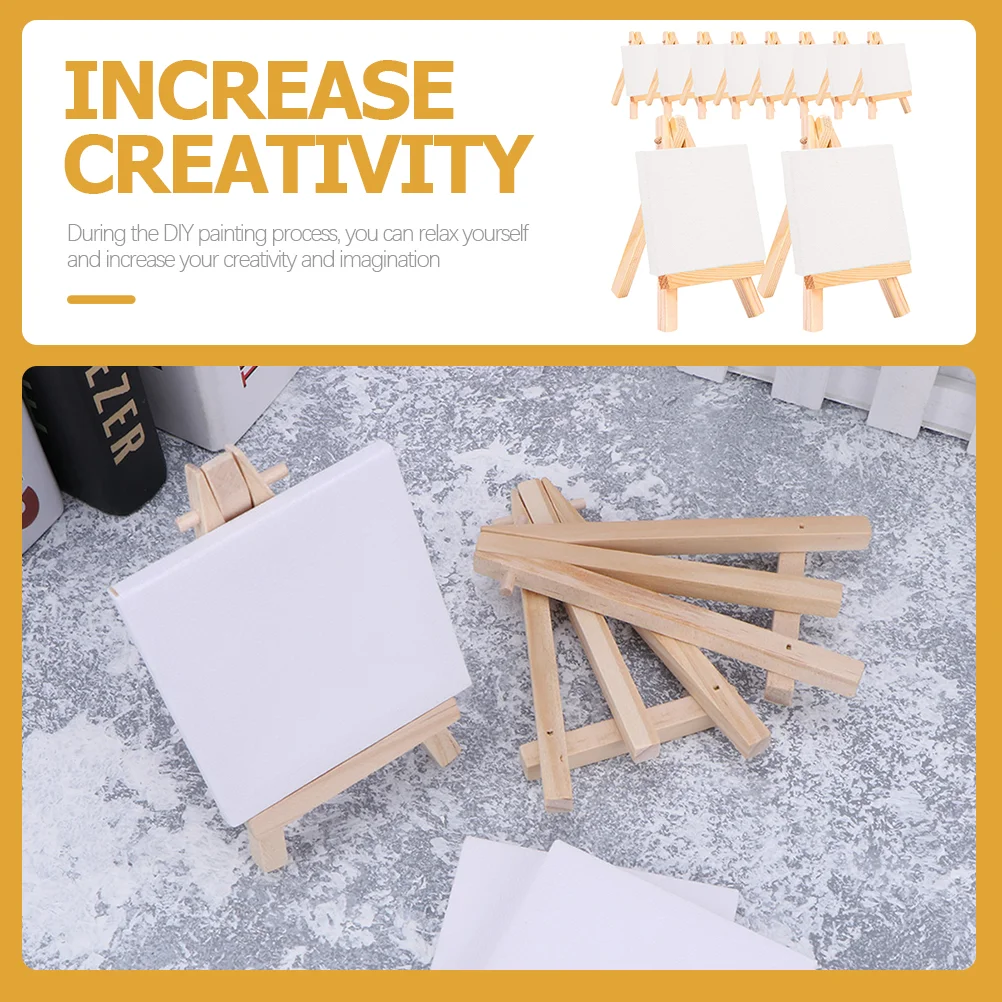 18 Sets Kids Easel Multi-function Painting Canvas Adorable Frame Panel Mini House Decor Crafted DIY Delicate Accessories Child