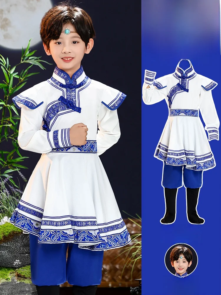 

Children's Mongolian Dance Performance Costume Boys' Mongolian Ethnic Clothing Tribe assland Chopstis Dance Outfit