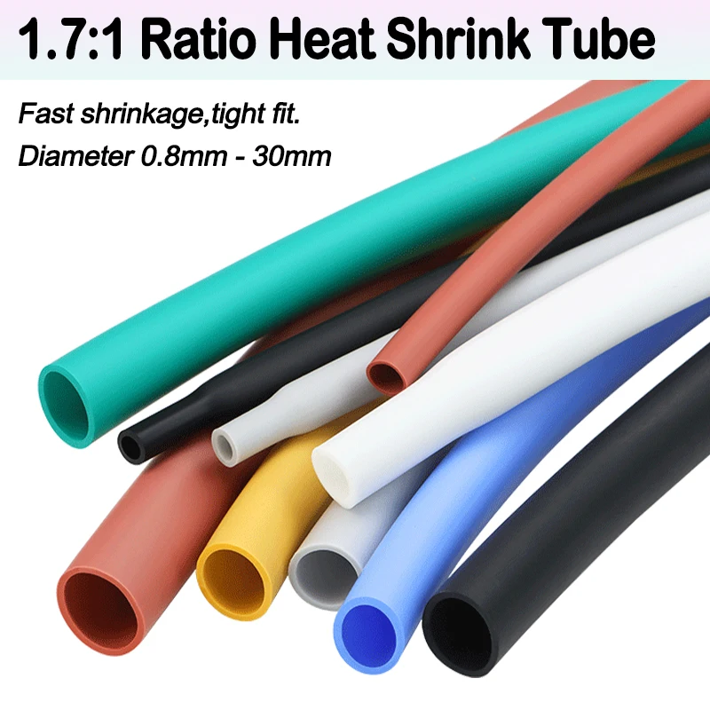 1M Weicher Silikon-Schrumpfschlauch mit 1,7:1 Verhältnis, 0,8mm - 30mm, Hochtemperatur-DIY-Kabelschutz und Reparaturummantelung, Isolierte Kabelhülle